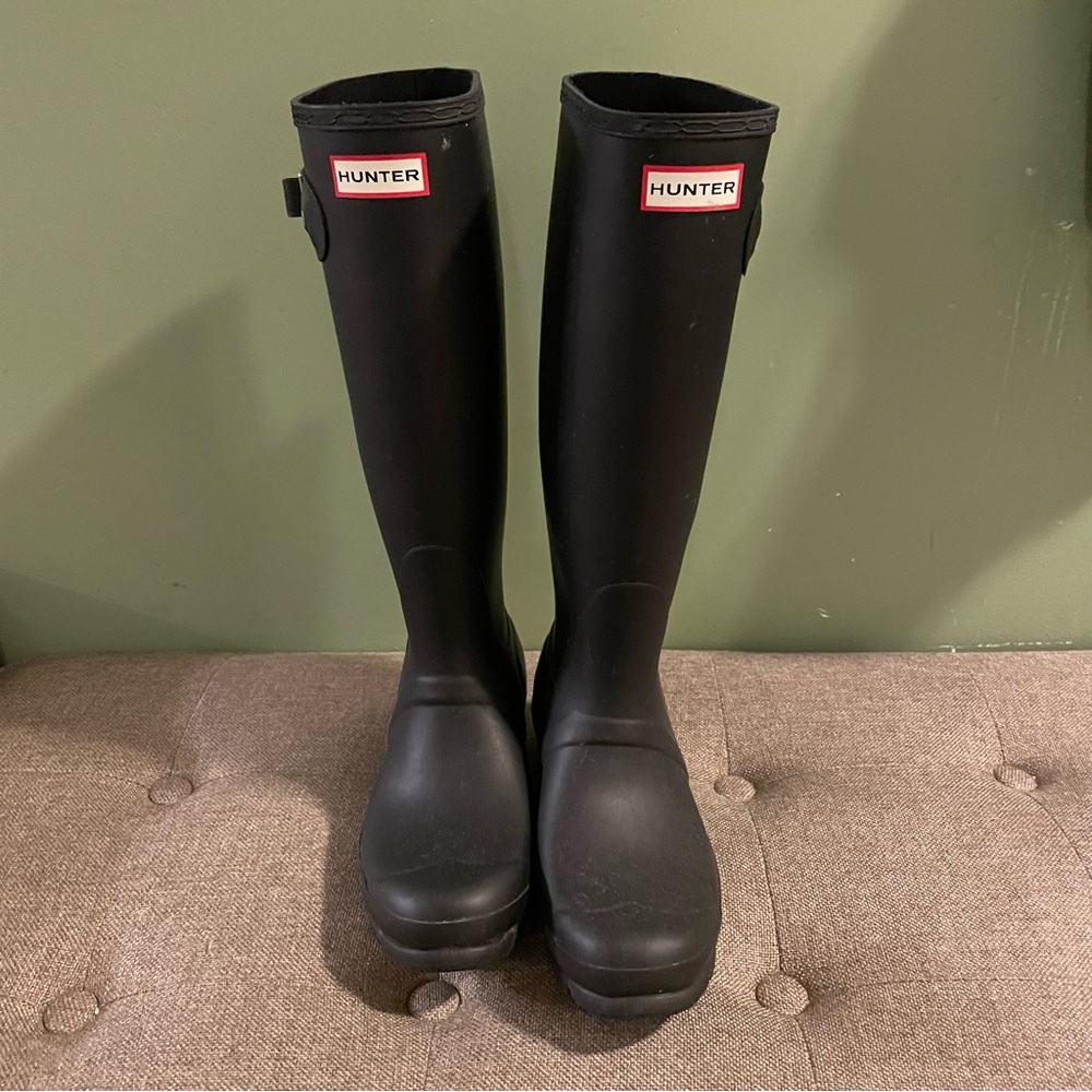 Hunter original matte black boots tall